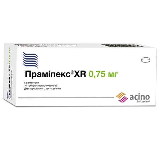 Праміпекс Xr таблетки пролонгованої дії 0.75 мг №30